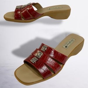 Brighton Brandy  Slip On Leather Sandals Size 10 In Red